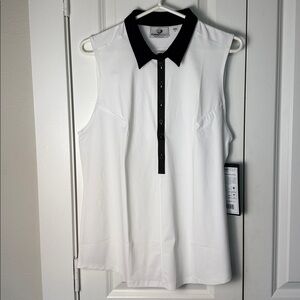 NEW FORAYGOLF White and Black Core Sleeveless Polo Golf Top